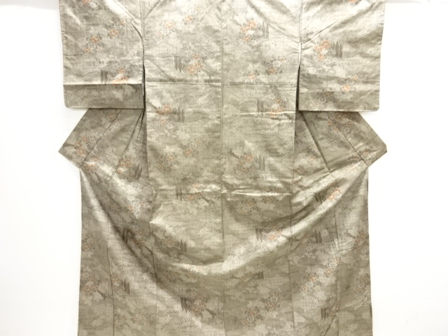 JAPANESE KIMONO / OMESHI / NISHIJIN-ORI / WOVEN FLORAL PLANTS